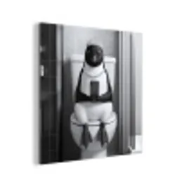 Pinguïn - Telefoon - Toilet - Zwart - Wit aluminium wit klein -3d