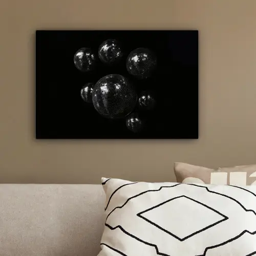Discoballen - Minimalistisch - Zwart canvas 2cm klein -sfeer3