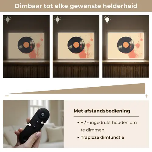 Vinylplaat - Zwart - Verfspatten - Retro Light Box met batterij (Wandlamp) middel -USP_dimbaarNL