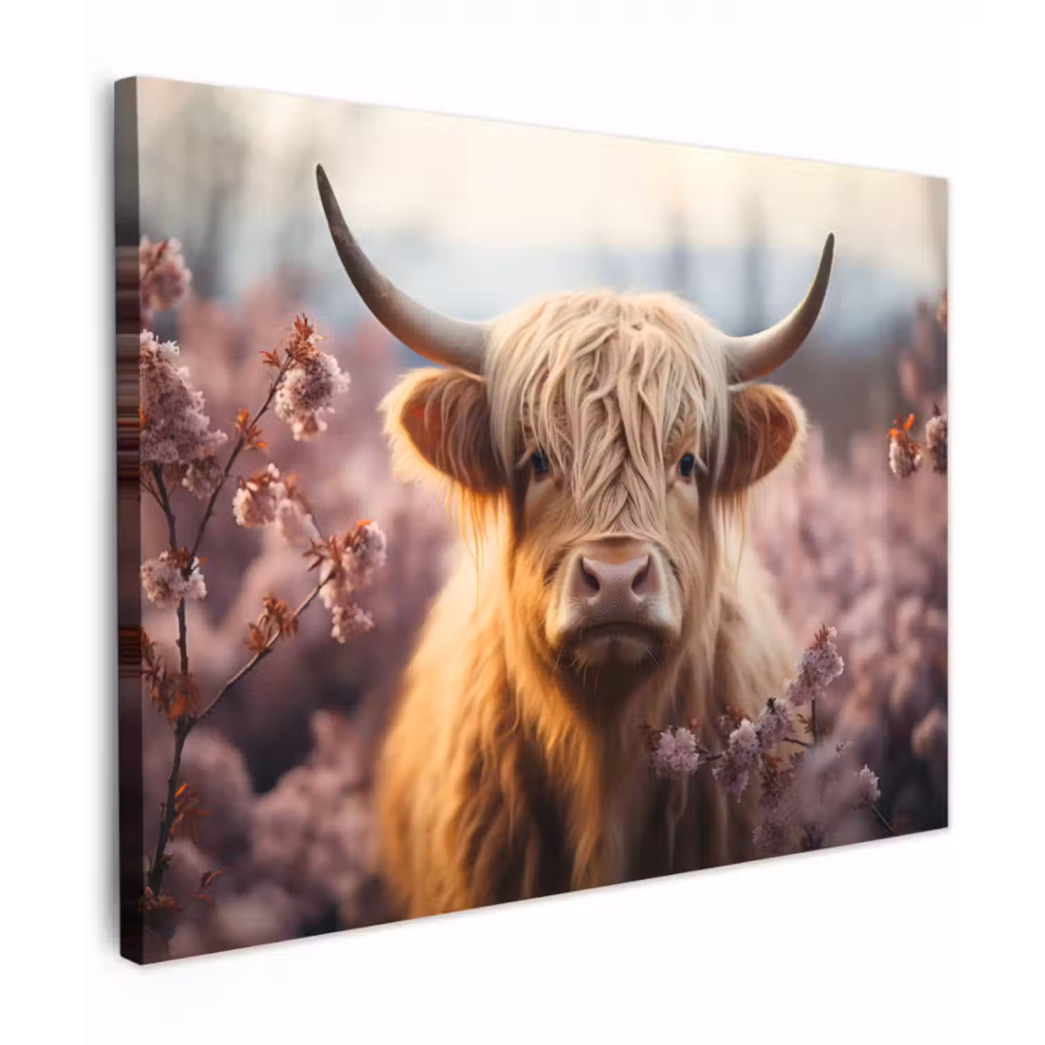 Canvas schilderij - Schotse hooglander - Lente - Hooglanden