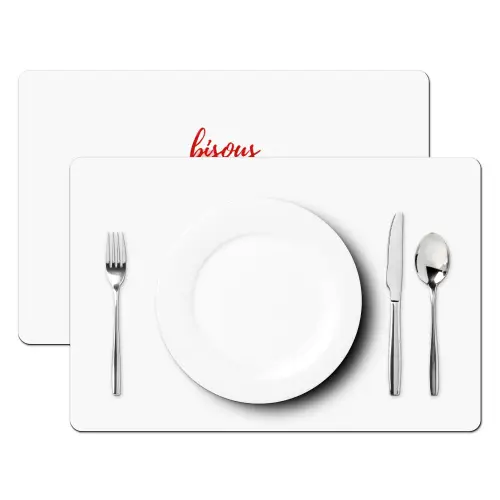 Bisous - Lip - Wit - Rood Placemat vinyl groot -zzsfeer2_Kitchenyeah-website