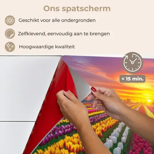 Tulpenveld - Zonsondergang - Kleurrijk keuken achterwand spatscherm klein -spatscherm_NL