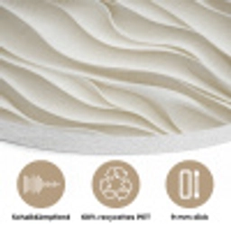 Golven - Wit - Minimalistisch Akoestische PET Vilt - Rond klein 838 -closeup_DE