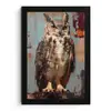 Geschilderd - Abstract - Uil - Bruin fotolijst zwart zonder passe partout klein -3d