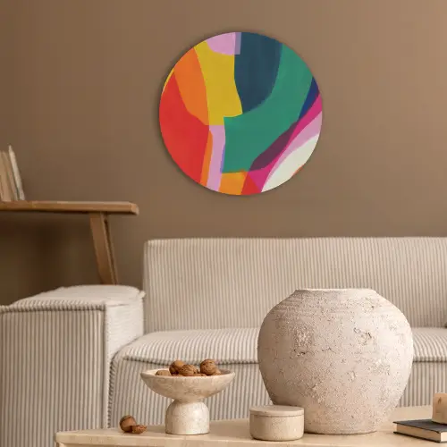 Vormen - Golvend - Abstract - Felroze Akoestische PET Vilt - Rond klein -sfeer1