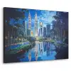 Stad Kuala Lumpur - Skyline - Wolkenkrabbers - Water Textielframe zwart klein -3d