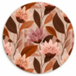 Bloemen - Bladeren - Bruin Wandcirkel kunststof plaat 5mm dik klein 188 -3d