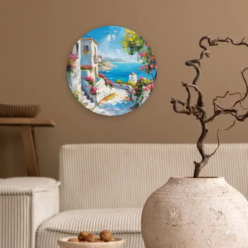 Landschap - Bloemen - Natuur - Zomer Wandcirkel kunststof plaat 5mm dik klein -sfeer1