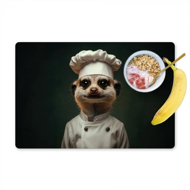 Dier - Kok - Stokstaartje Placemat vinyl groot -zzzproduct_Kitchenyeah-website