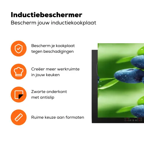 Bosbessen - Paars - Bladeren - Groen Inductie beschermer vinyl 3mm klein 276 -zzzzzzz-td-ups