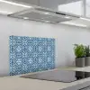 Tegel - Patroon - Blauw - Wit keuken achterwand spatscherm klein 900 -3d_schuin