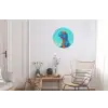 T-Rex - Blauw - Wolken - Zonnebril Wandcirkel aluminium klein -woonkamer