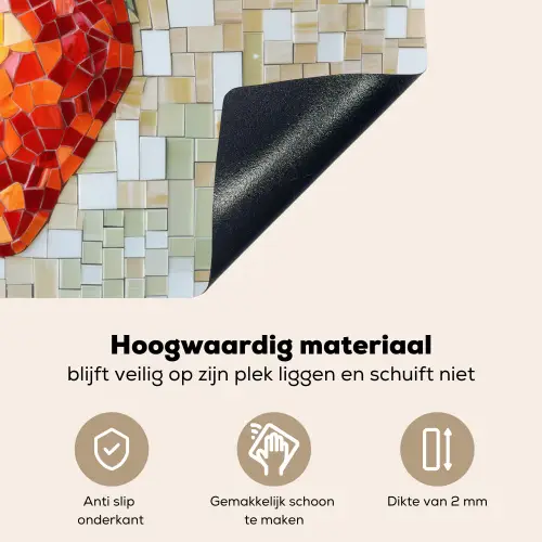 Aardbei - Rood - Mozaïek - Fruit Inductie beschemer met haakjes klein -ky-onderkant-nl