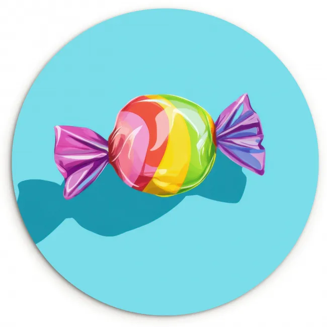 Blauw - Snoep - Regenboog KitchenYeah - Keuken - Wandcirkel Forex klein -3d