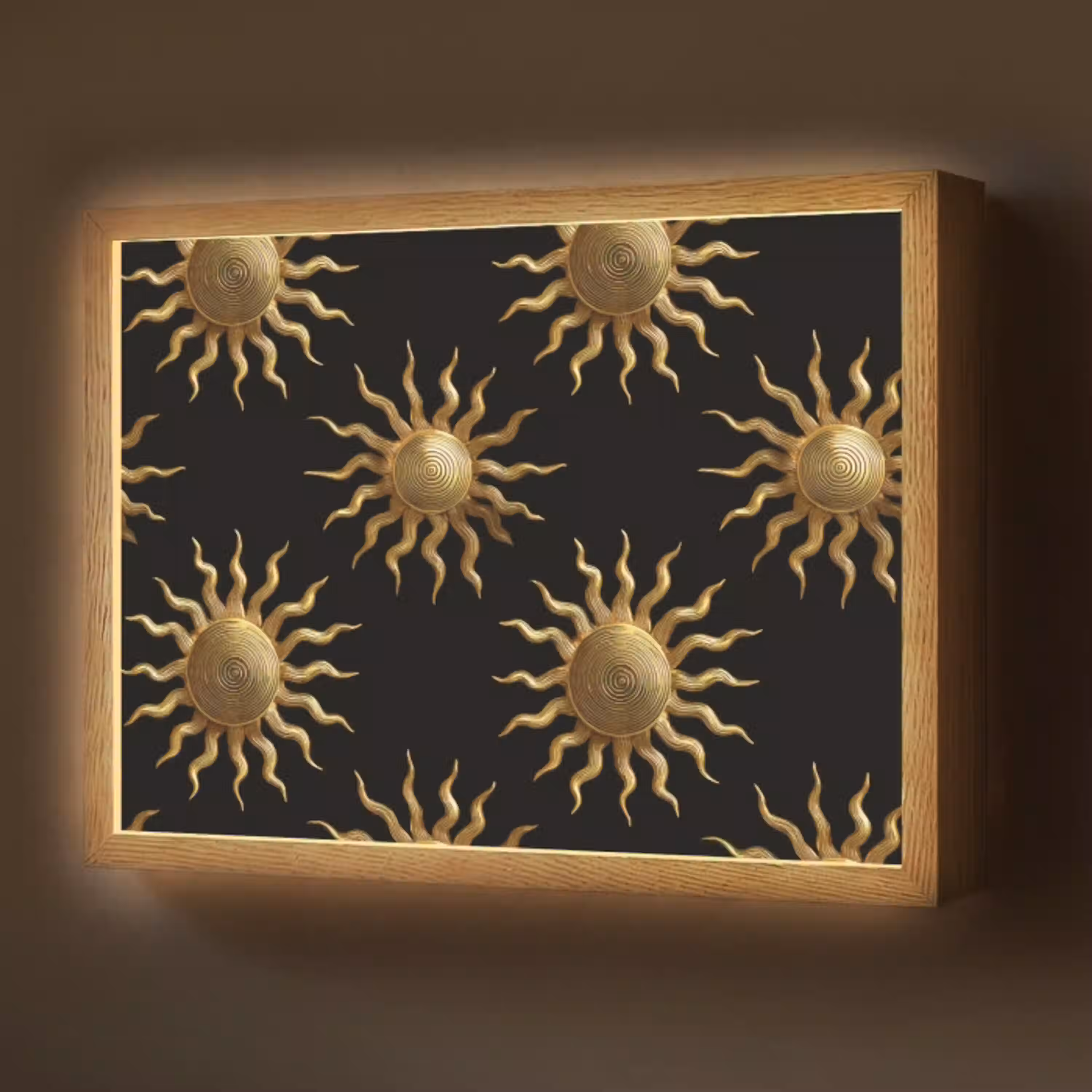 Zon - Patroon - Luxe - Goud - Zwart Light Box met batterij (Wandlamp) middel 907 -z3d_website