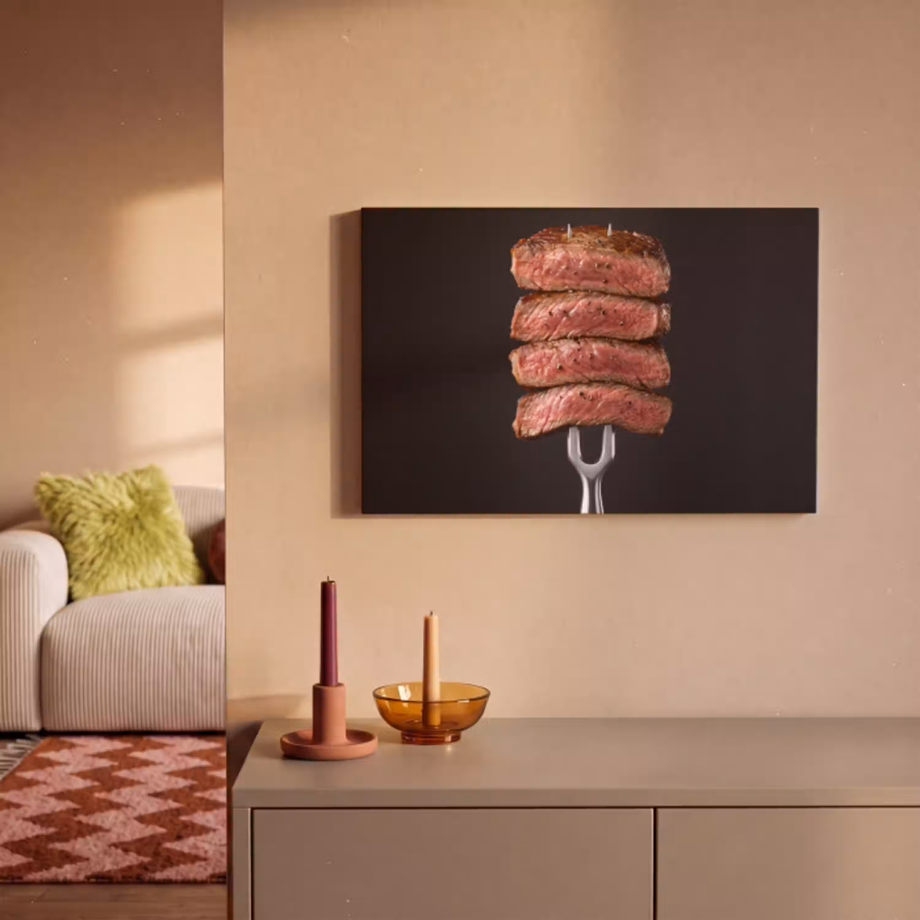 Eten - Rosé - Vork canvas 2cm klein -sfeer1