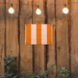 Strepen - Modern - Oranje tuinposter los doek klein 239 -sfeer1