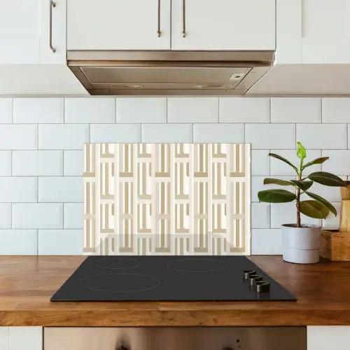Modern - Geometrisch - Beige keuken achterwand spatscherm klein 900 -sfeer2
