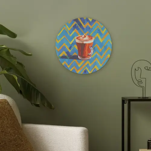 Mok - Koffie - Zigzag - Slagroom Akoestische PET Vilt - Rond klein -sfeer2