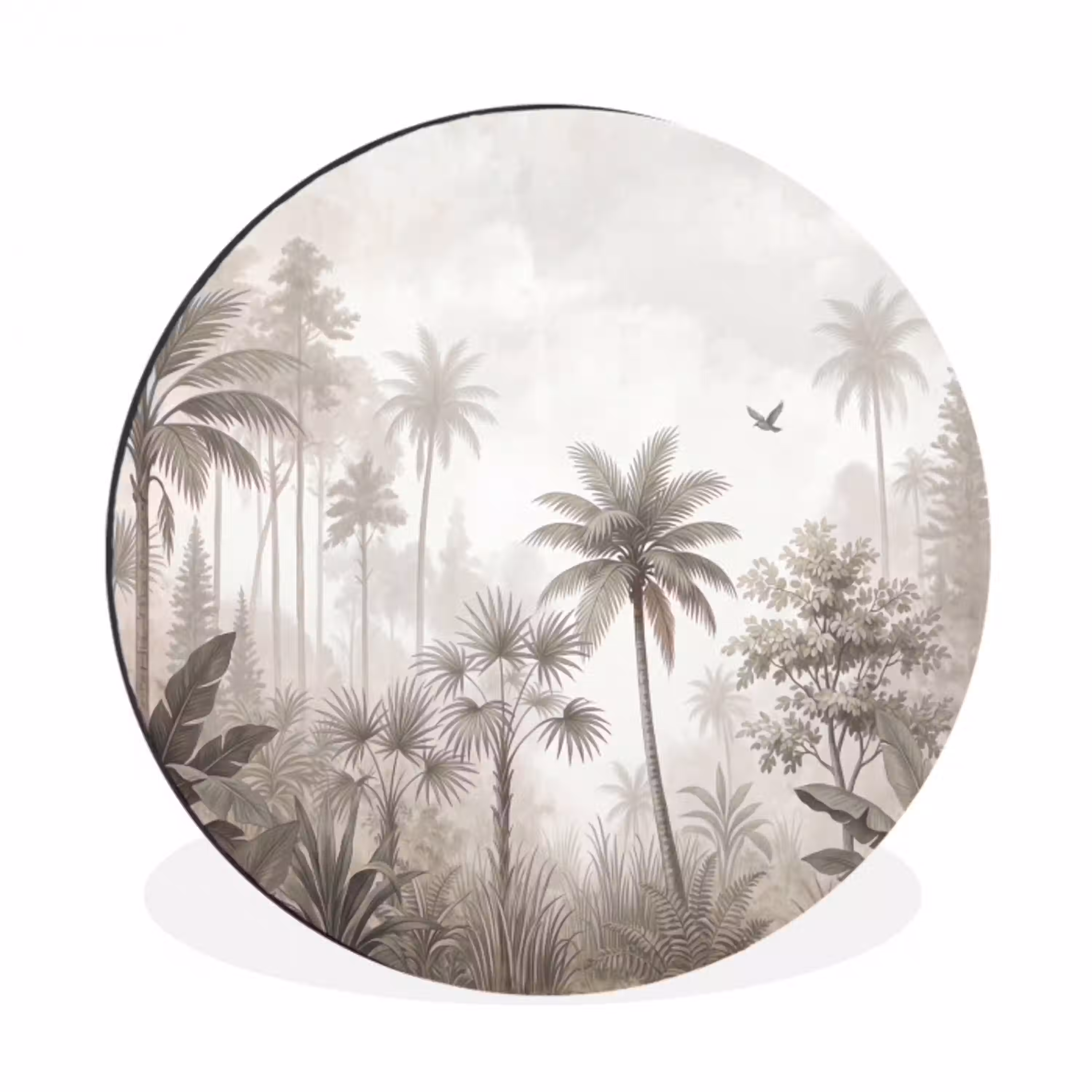 Jungle - Palmbomen - Natuur Wandcirkel aluminium klein -3d