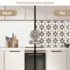 Bladvorm - Klassiek - Kleurrijk keuken achterwand 2 middel 871 -voor-na2_NL