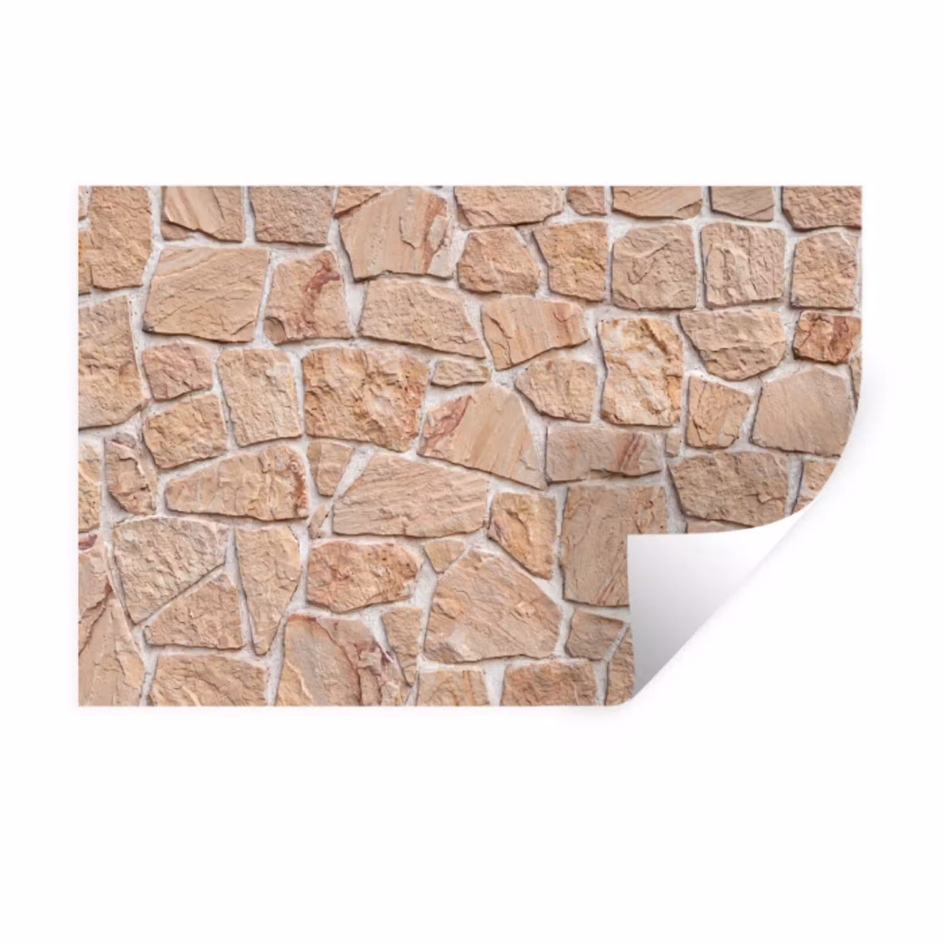 Muur - Steen - Patroon - Rustiek - Beige Muursticker klein -3d
