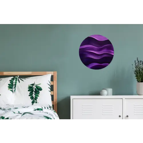 Golven - Abstract - Paars Wandcirkel aluminium klein -slaapkamer