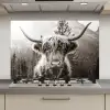 Schotse hooglander - Koe - Dieren - Zwart - Wit keuken achterwand spatscherm klein -3d_website