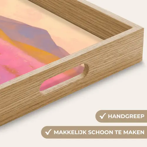 Bloemenweide - Heuvels - Silhouet - Roze Dienblad Rechthoek middel -USP_HandgreepNL