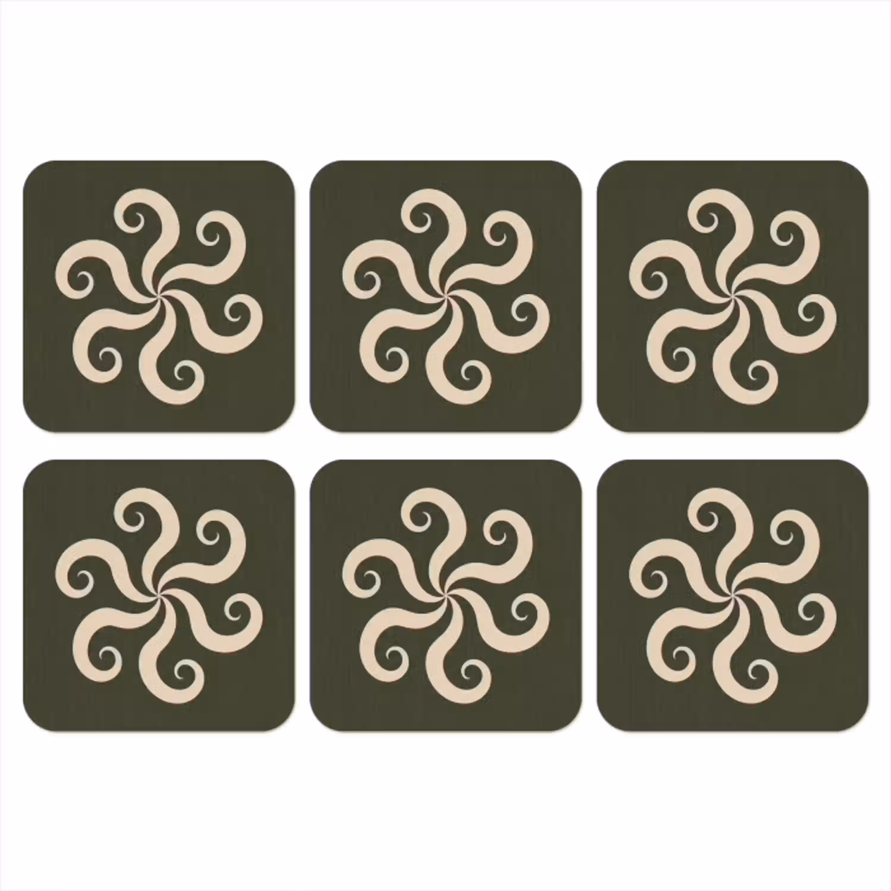 Patroon - Spiraal - Abstract - Modern - Groen onderzetter kurk middel -3d