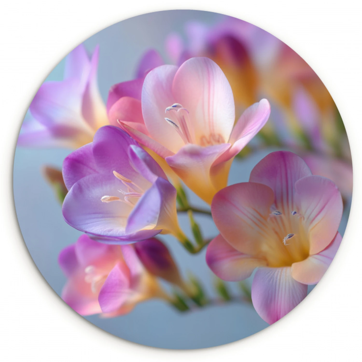 Bloemen - Paars - Overloop - Meeldraden Wandcirkel kunststof plaat 5mm dik klein -3d