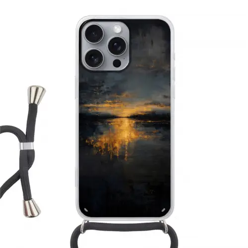 Gouden Reflectie op Water Hoesje iPhone 16 Pro Max met koord klein -3d