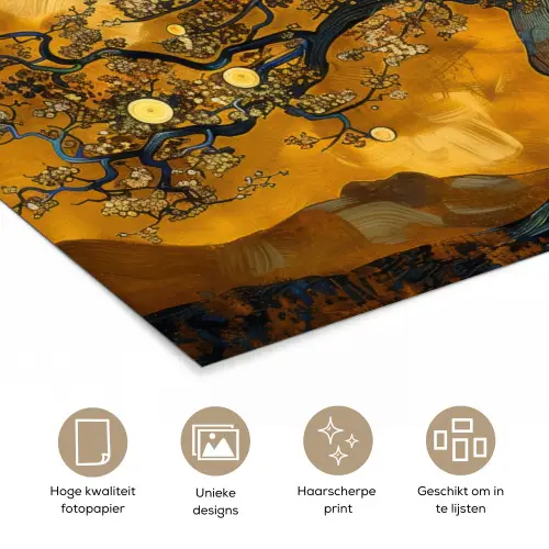 Boom - Levensboom - Abstract - Goud poster papier klein -closeup_NL