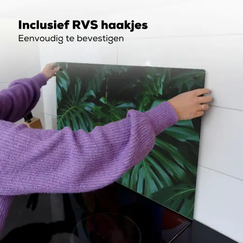 Monstera - Bladeren - Tropisch - Jungle Inductie beschemer met haakjes klein -ky-ophangen-nl