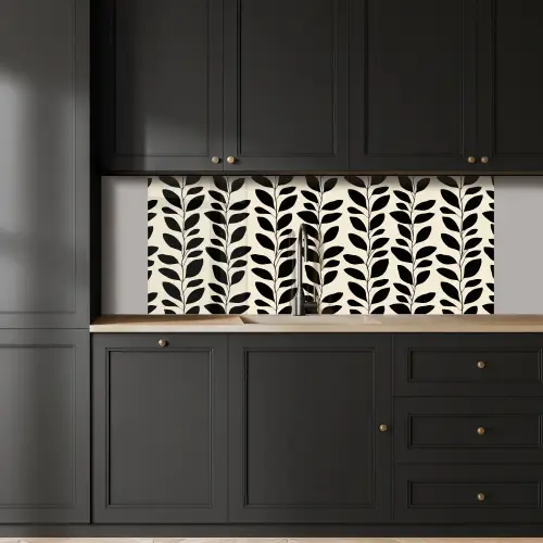 Botanisch - Dessin - Zwart - Beige keuken achterwand 2 middel 871 -sfeer1
