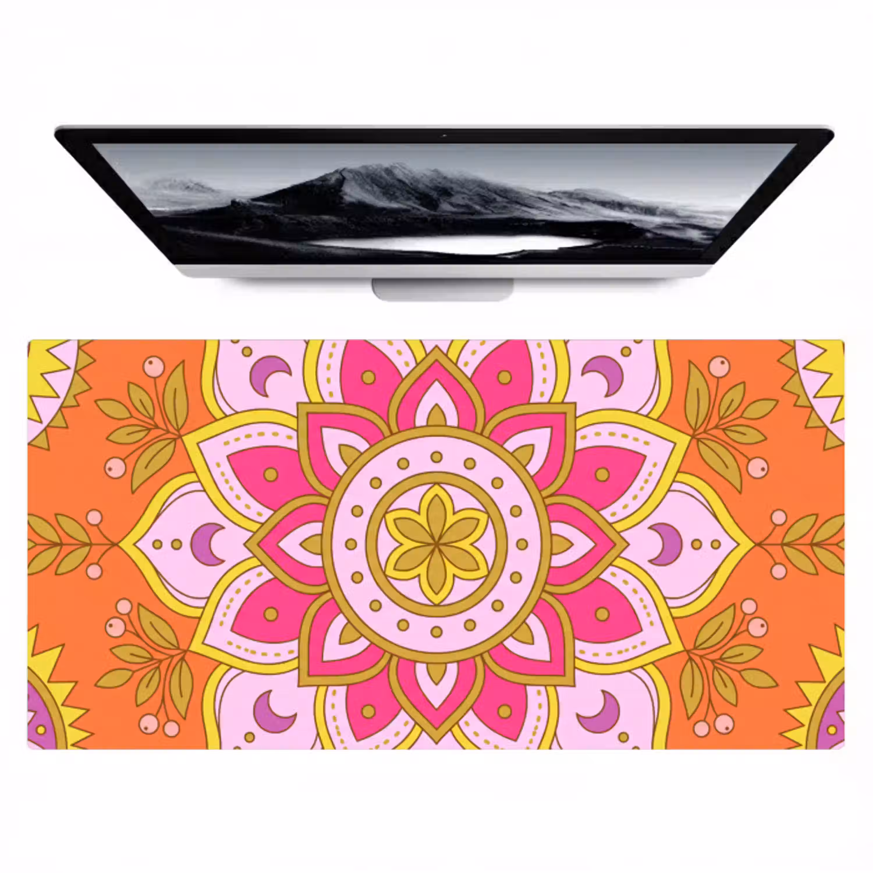 Patroon - Bloemmotief - Decoratie - Abstract - Roze Muismat XXL klein -zzz3d