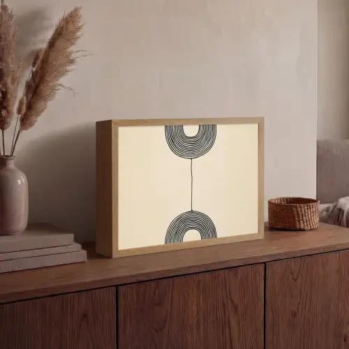 Geometrische bogen - Minimalistisch - Symmetrisch Light Box met batterij (Wandlamp) middel -sfeer2