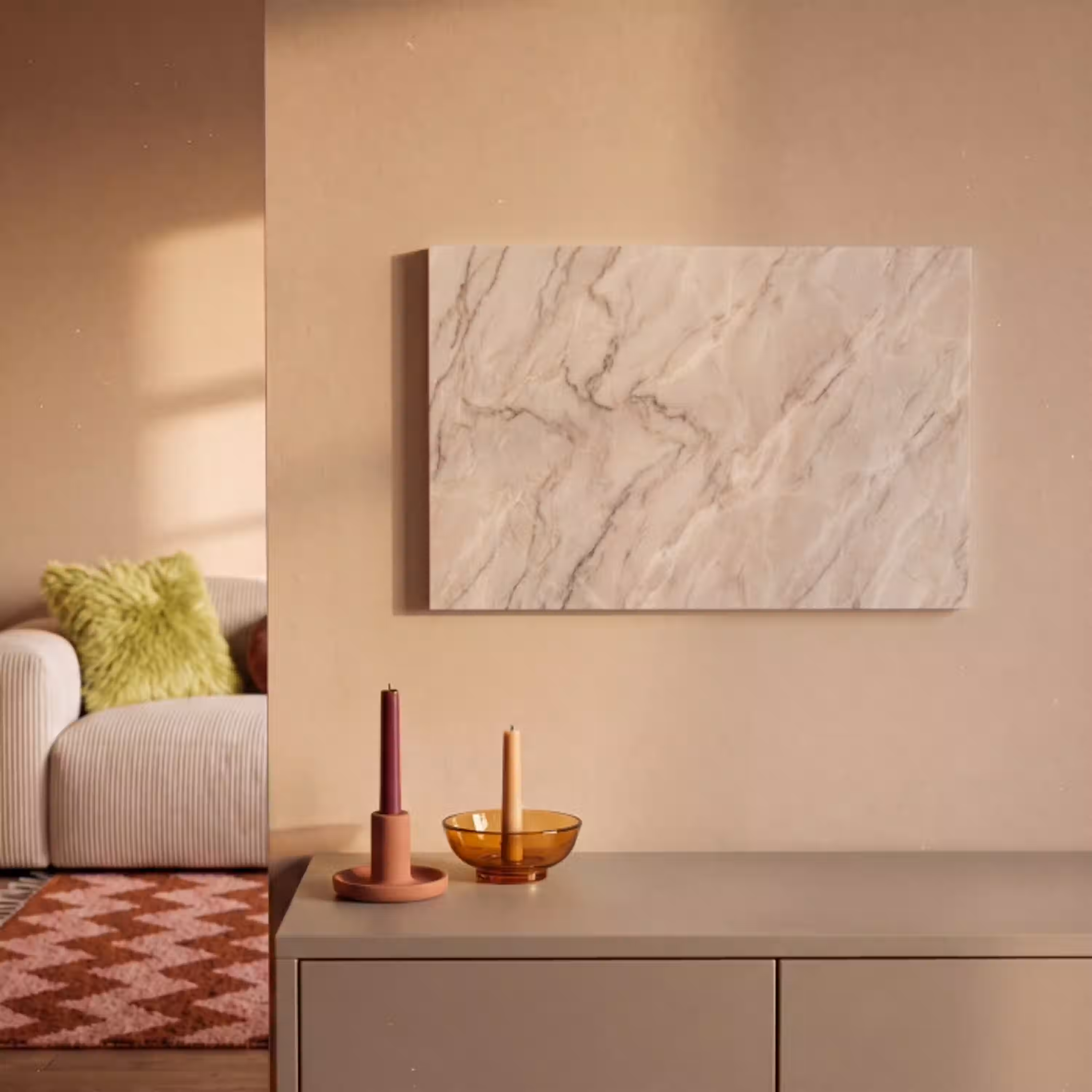 Marmer - Patroon - Abstract - Modern - Beige canvas 2cm klein -sfeer1