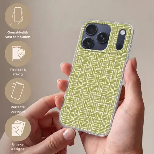 Vlecht - Patroon - Groen Telefoonhoesje iPhone 17 Pro klein 878 -sfeer3_NL