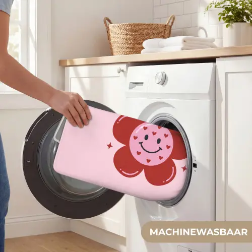 Bloem - Roze - Hartjes Badmat klein -USP_WasbaarNL