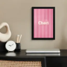 Gestreept - Roze - Chéri fotolijst zwart zonder passe partout klein -sfeer1
