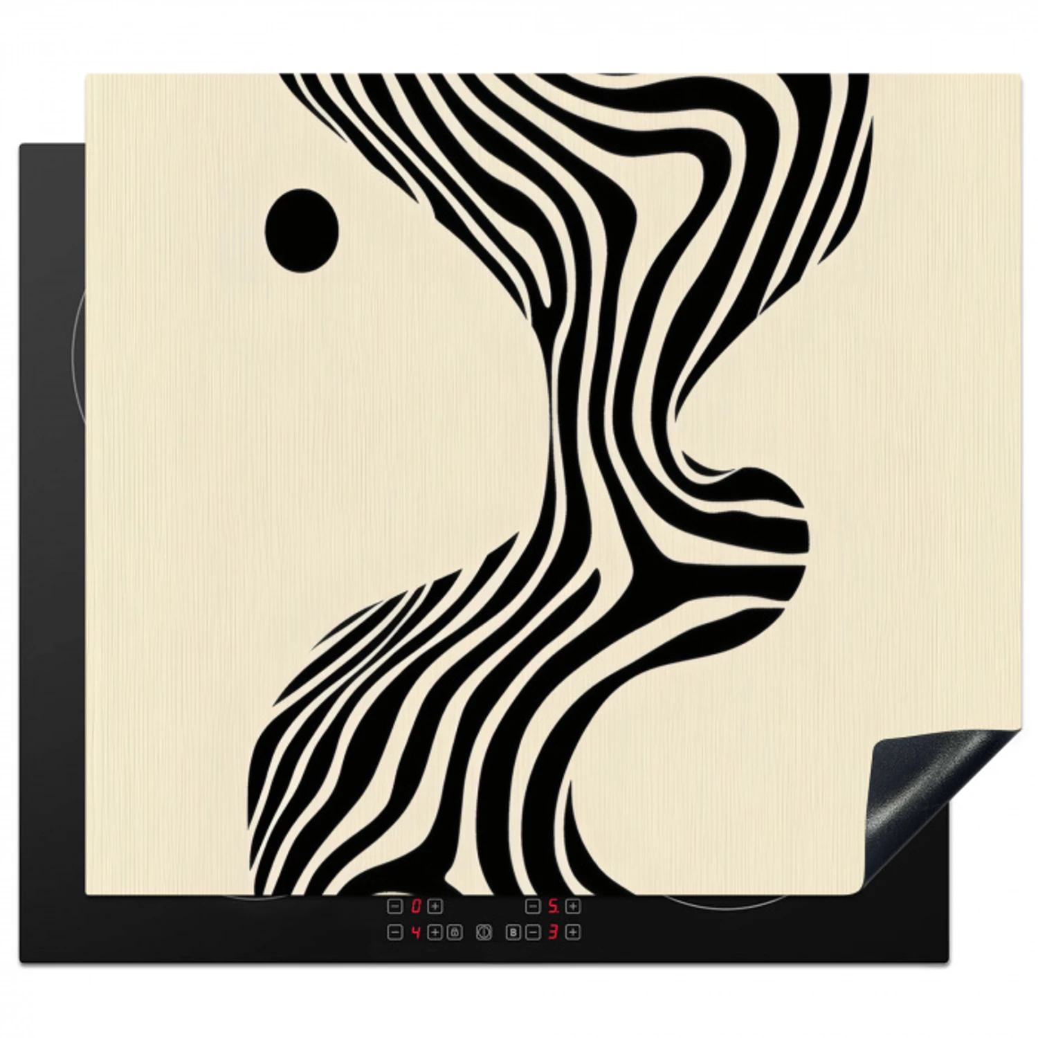 Beige - Lijnen - Golvend -  Abstract Inductie beschermer vinyl 3mm middel -3d