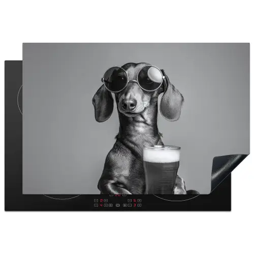 Teckel - Bier - Glas - Bril Inductie beschermer vinyl 3mm klein -3d
