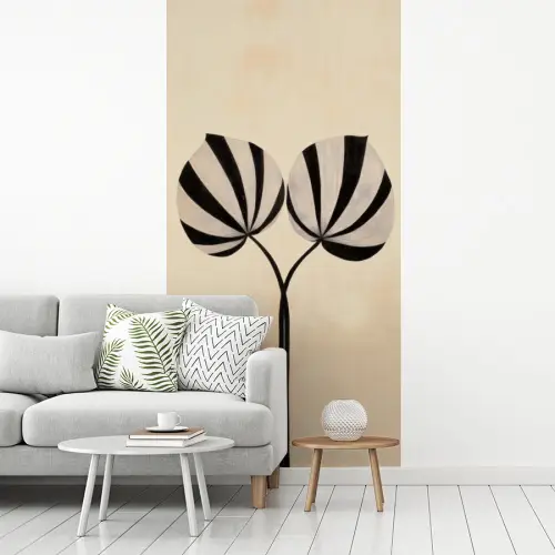 Bladeren - Gestreept - Stengel - Beige fotobehang vinyl groot -woonkamer