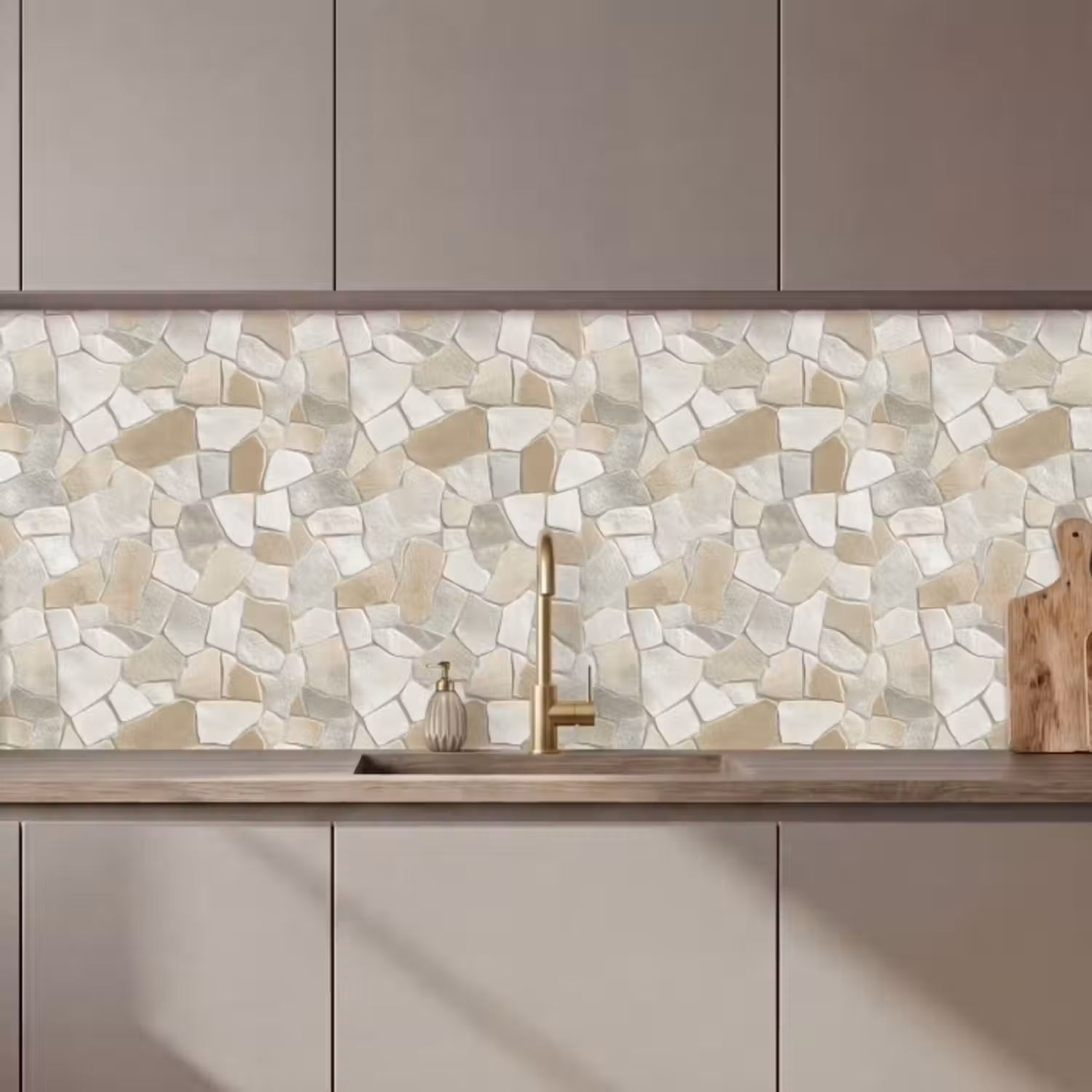 Küchenrückwand - Mosaik - Steine - Beige