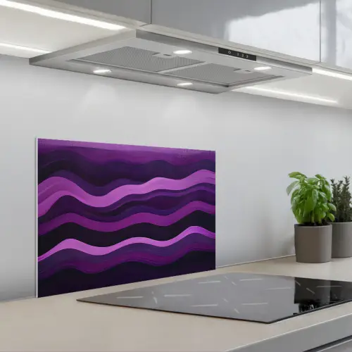 Lijnen - Golven - Paars - Abstract keuken achterwand spatscherm klein -3d_schuin