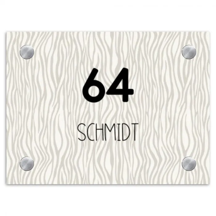 Beige golvende strepen - Modern Naambord Rechthoek middel -3d