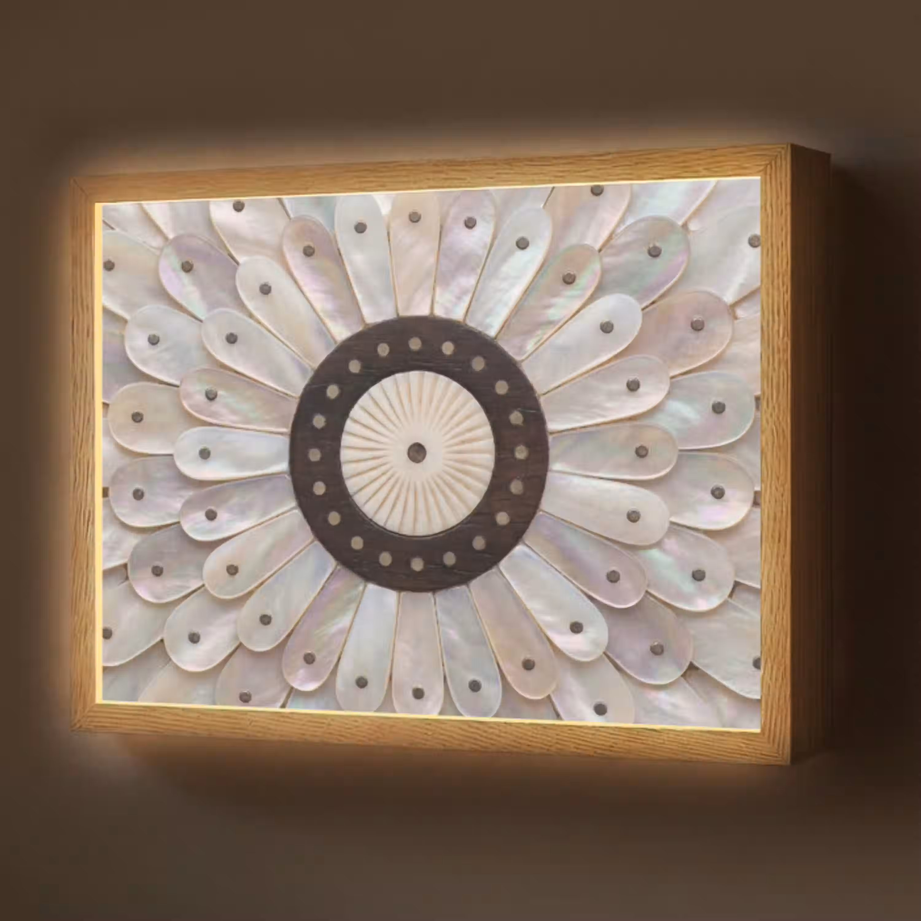 Parelmoer - Patroon - Decoratie - Ambacht - Wit Light Box met batterij (Wandlamp) middel -z3d_website