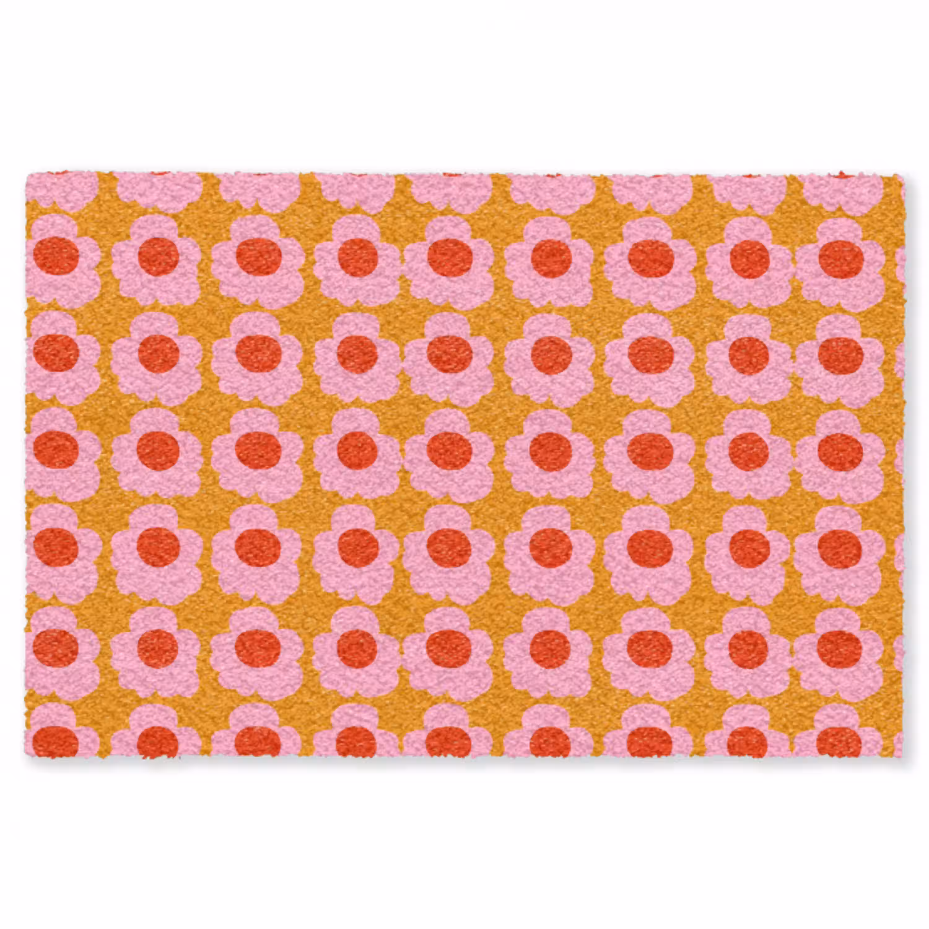 Retro - Bloemen - Roze Vloerkleed Rechthoek klein 1091 -3d