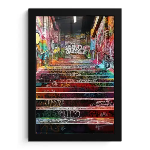Trap - Graffiti - Kleuren - Kunst fotolijst zwart zonder passe partout klein -3d